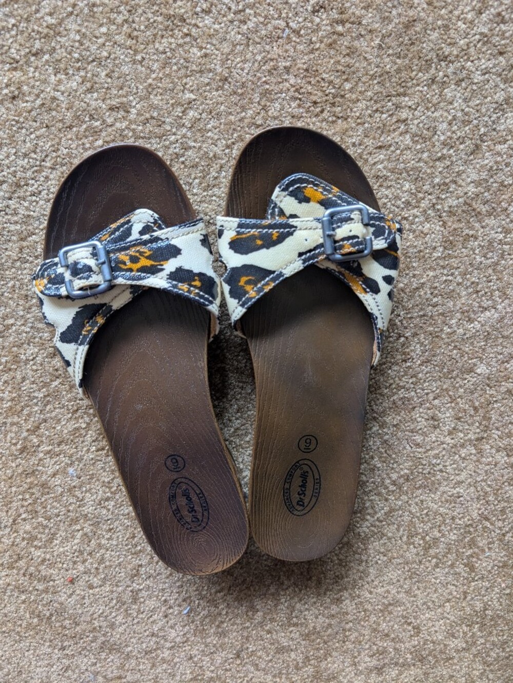 Dr. Scholls Comfort Slide Sandals with Leopard Print Strap - Women's Brown/White
